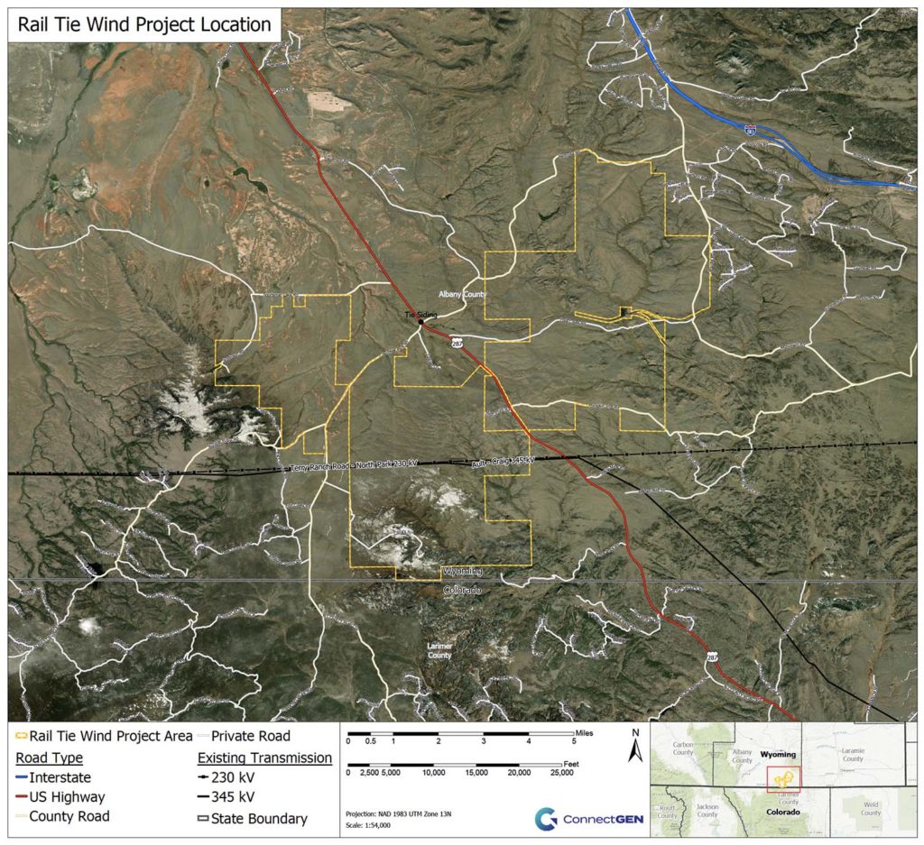 rail tie wind project area map